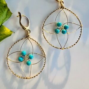 Anthropologie 14k gf and Turquoise Earrings